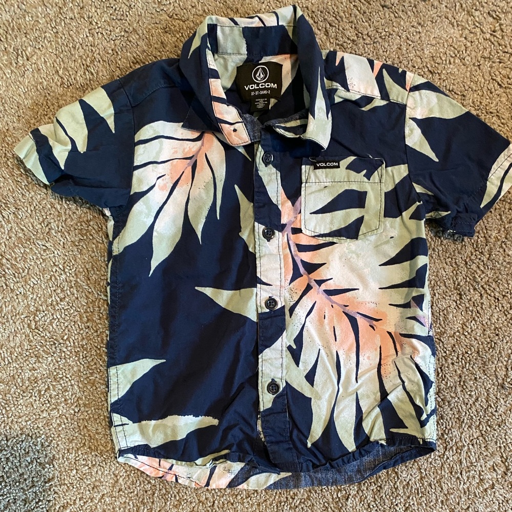 Volcom Navy Leaf Print Shirt
